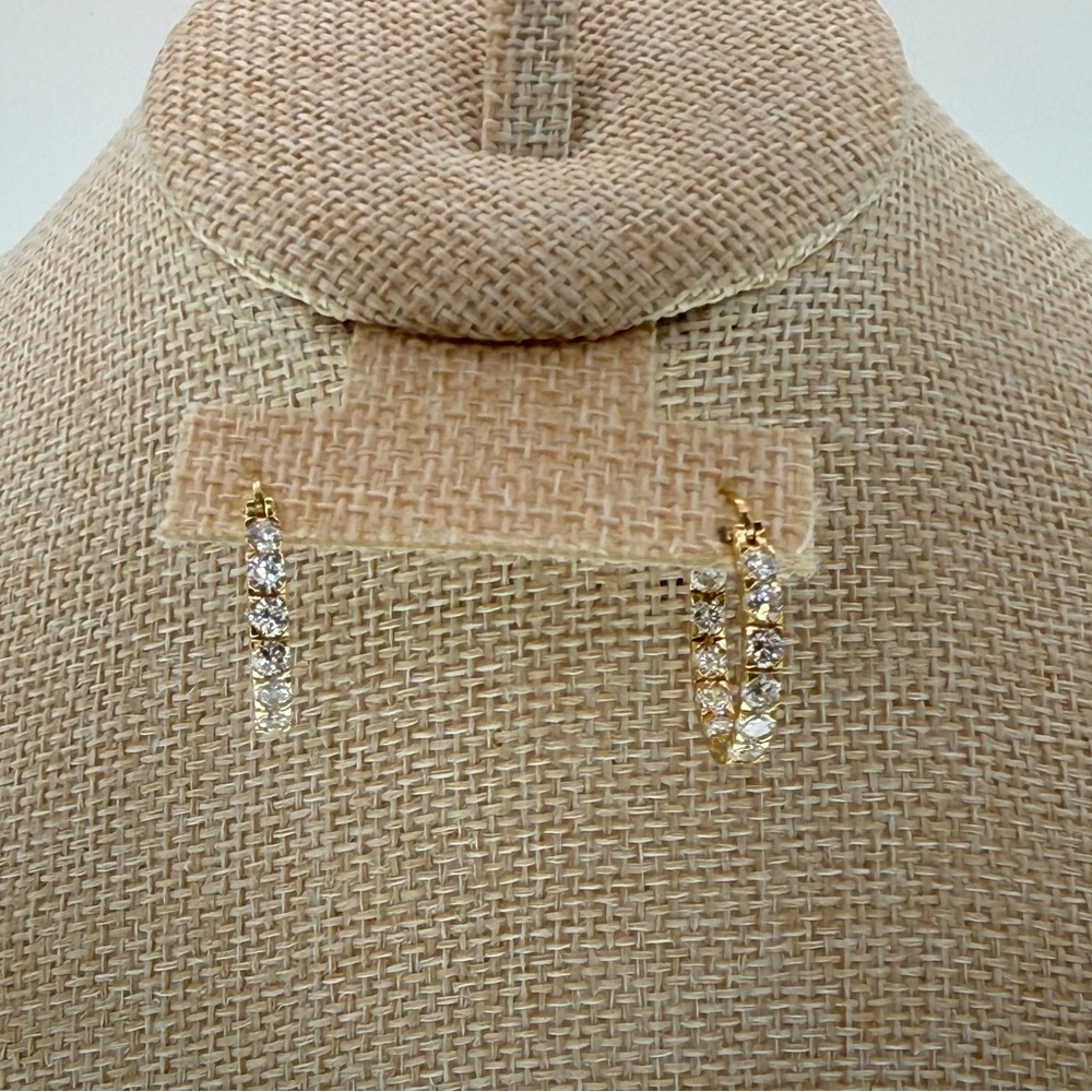 Frieda Rothman CZ 14k Gold Plated Inside/Outside Hoops